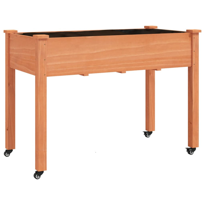 Jardinieră cu roți&căptușeală maro 118x59x76 cm lemn masiv brad - WALTI WALTI