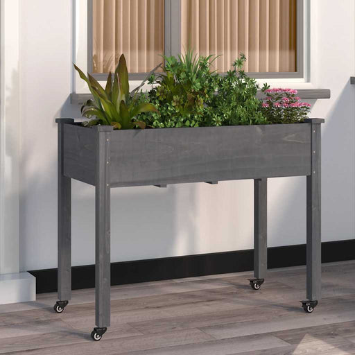 Jardinieră pe roți cu căptușeală 118x59x80cm lemn masiv de brad - WALTI WALTI