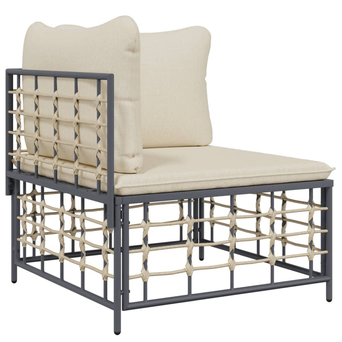 Set șezlonguri de grădină 5 piese cu perne, antracit, poliratan - WALTI WALTI