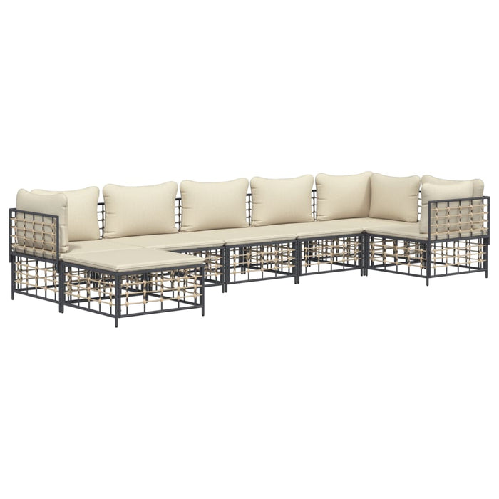 Set mobilier de grădină cu perne, 7 piese, antracit, poliratan WALTI