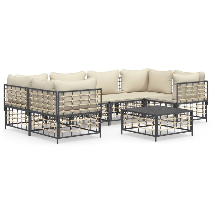 Set mobilier de grădină cu perne, 7 piese, antracit, poliratan WALTI