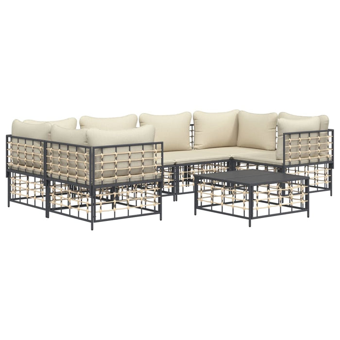 Set mobilier de grădină cu perne, 7 piese, antracit, poliratan WALTI