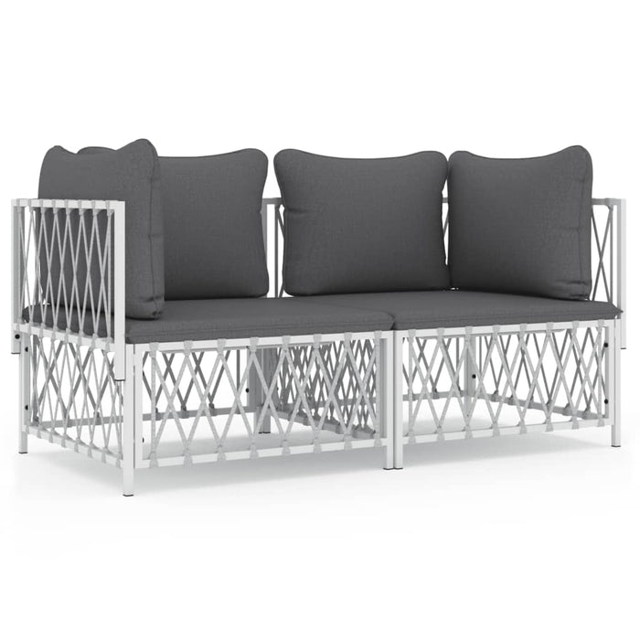Set mobilier de grădină, 2 piese, cu perne, alb, oțel - WALTI WALTI