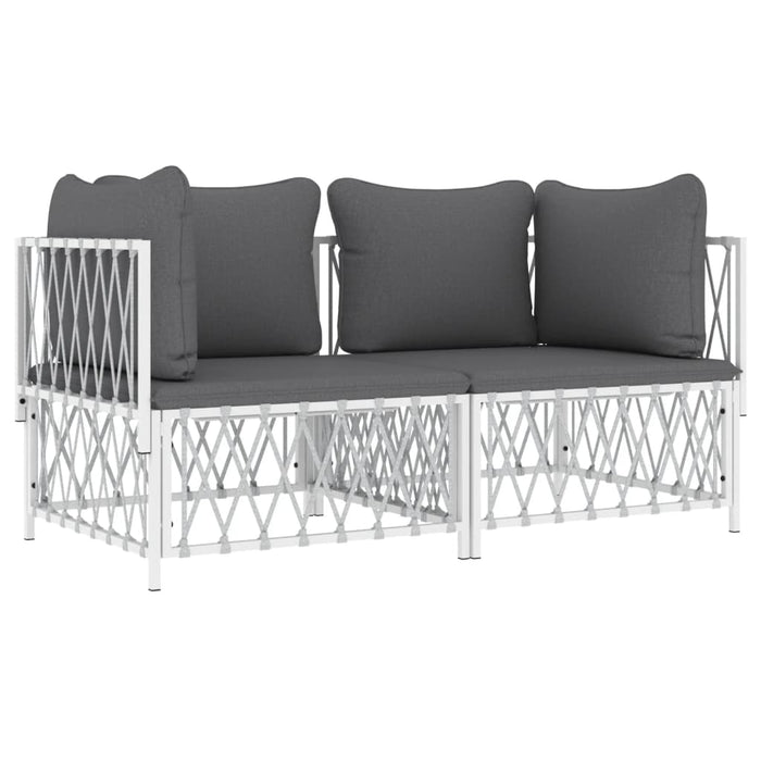 Set mobilier de grădină, 2 piese, cu perne, alb, oțel - WALTI WALTI