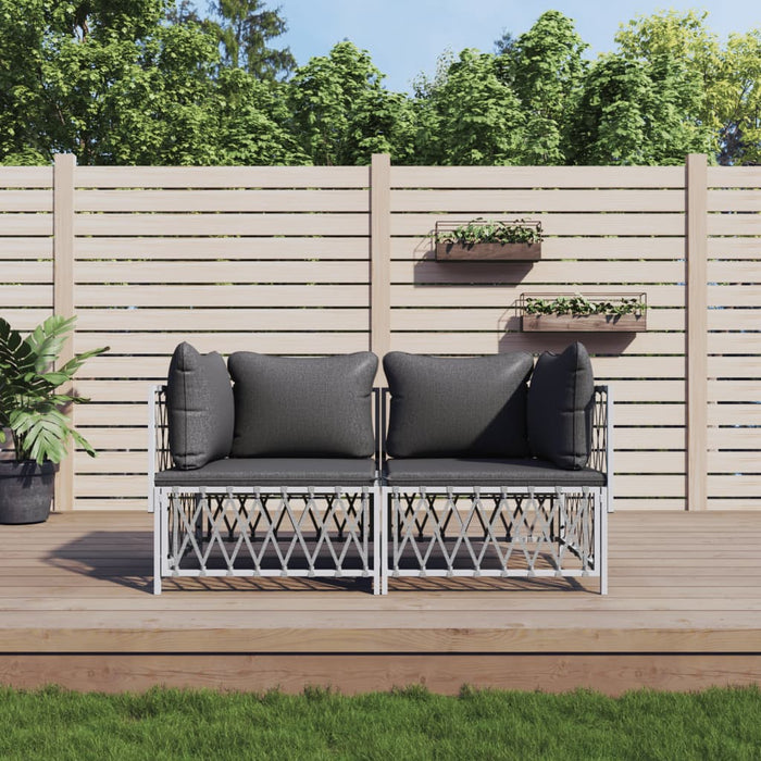 Set mobilier de grădină, 2 piese, cu perne, alb, oțel - WALTI WALTI