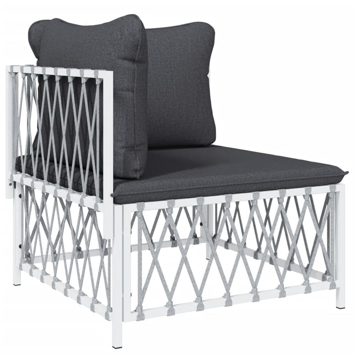Set mobilier de grădină, 3 piese, cu perne, alb, oțel - WALTI WALTI