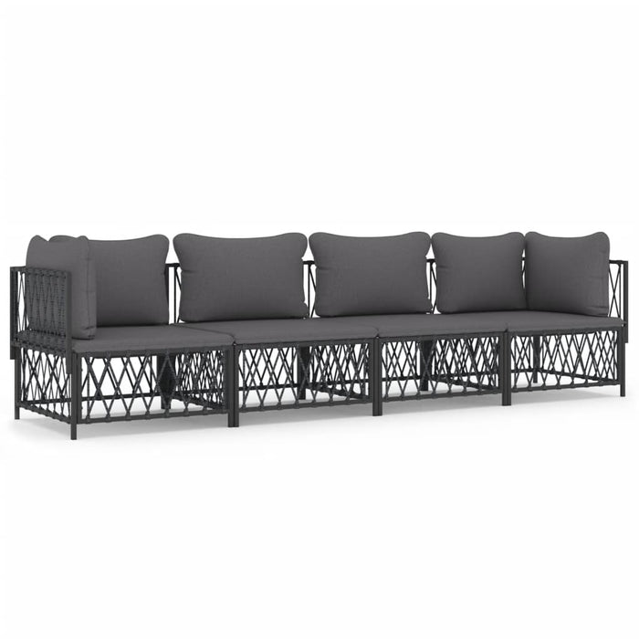 Set mobilier de grădină, cu perne, antracit, 4 piese, oțel WALTI