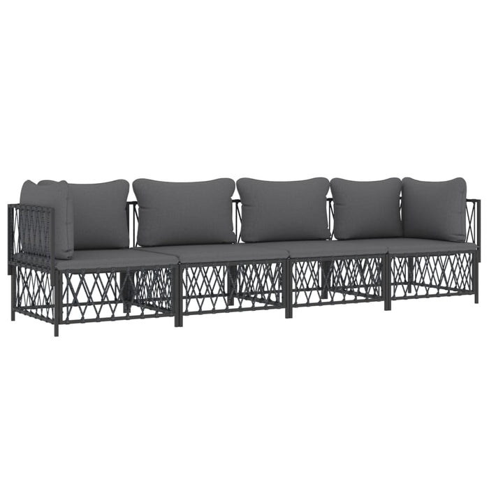 Set mobilier de grădină, cu perne, antracit, 4 piese, oțel WALTI
