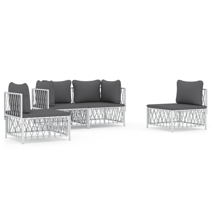 Set mobilier de grădină, 4 piese, cu perne, alb, oțel - WALTI WALTI
