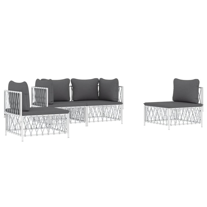 Set mobilier de grădină, 4 piese, cu perne, alb, oțel - WALTI WALTI
