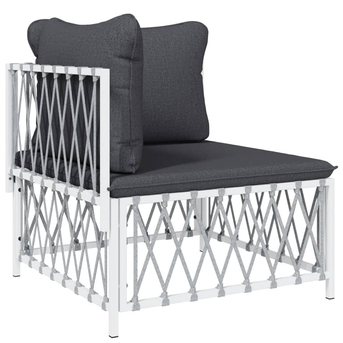 Set mobilier de grădină, 4 piese, cu perne, alb, oțel - WALTI WALTI