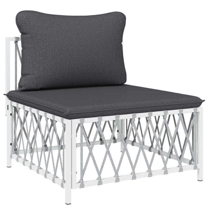 Set mobilier de grădină, 4 piese, cu perne, alb, oțel - WALTI WALTI