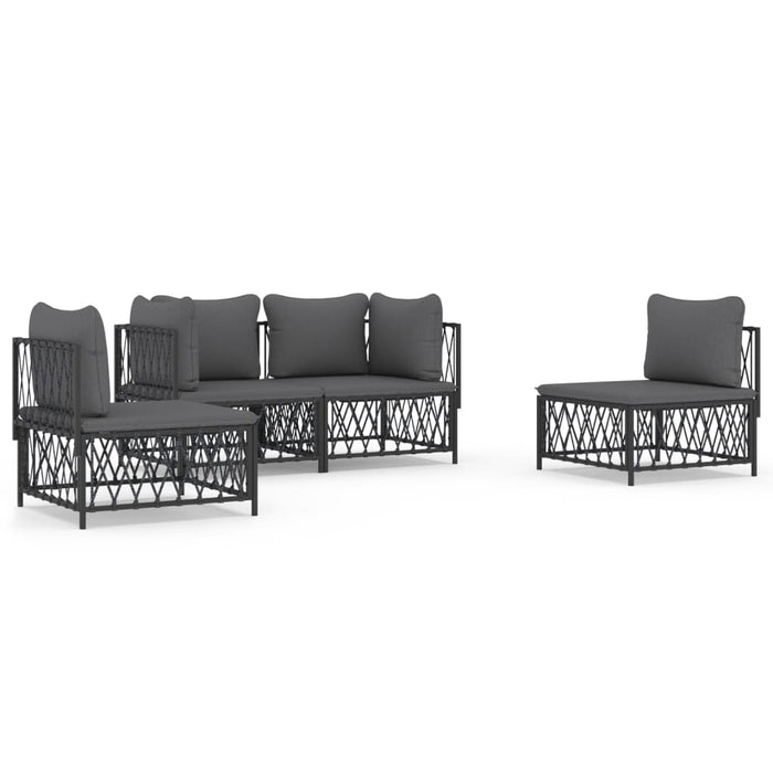 Set mobilier de grădină, cu perne, antracit, 4 piese, oțel WALTI