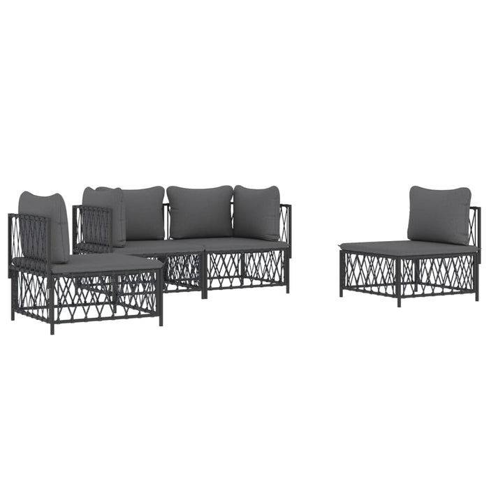 Set mobilier de grădină, cu perne, antracit, 4 piese, oțel WALTI