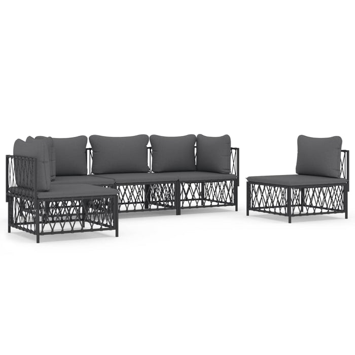 Set mobilier de grădină, 5 piese, cu perne, antracit, oțel WALTI