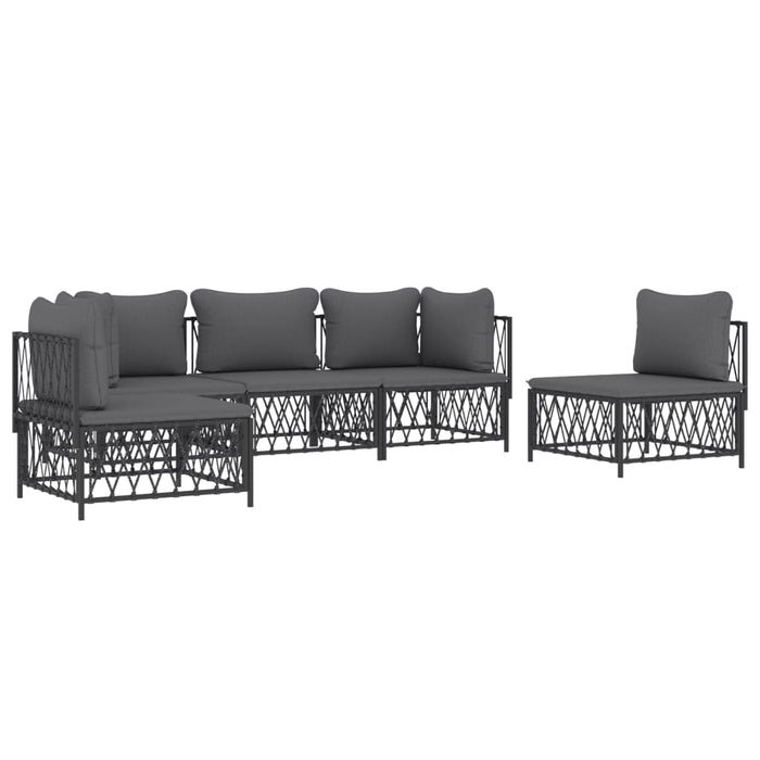 Set mobilier de grădină, 5 piese, cu perne, antracit, oțel WALTI