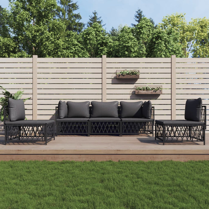 Set mobilier de grădină, 5 piese, cu perne, antracit, oțel WALTI