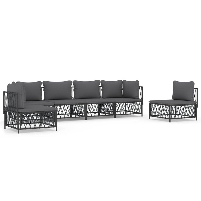 Set mobilier de grădină, 6 piese, cu perne, antracit, oțel WALTI