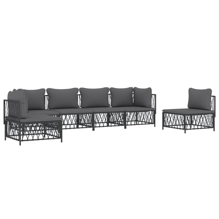 Set mobilier de grădină, 6 piese, cu perne, antracit, oțel WALTI