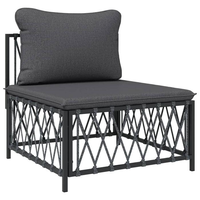 Set mobilier de grădină, cu perne, antracit, 3 piese, oțel WALTI