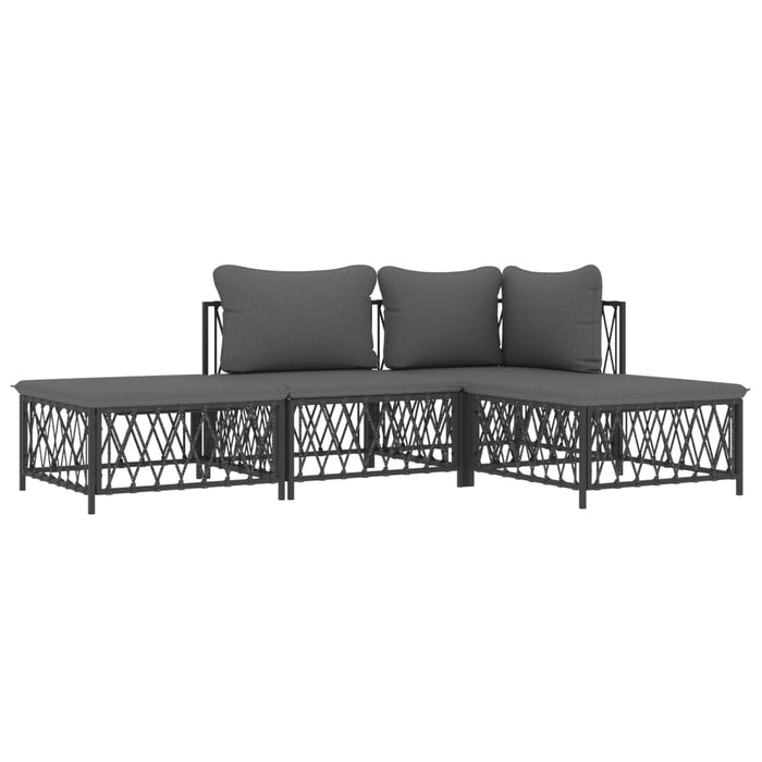 Set mobilier de grădină, cu perne, antracit, 4 piese, oțel WALTI