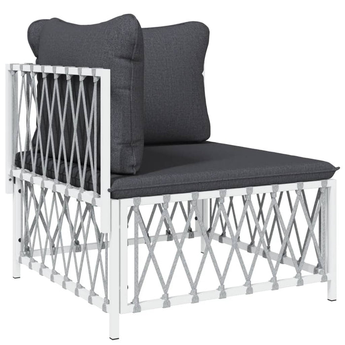 Set mobilier de grădină, 4 piese, cu perne, alb, oțel - WALTI WALTI
