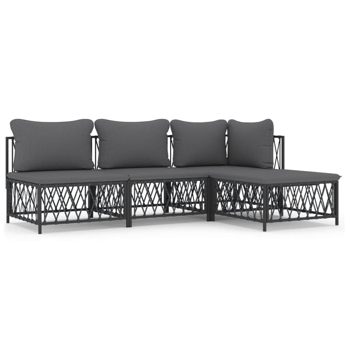 Set mobilier de grădină, cu perne, antracit, 4 piese, oțel WALTI