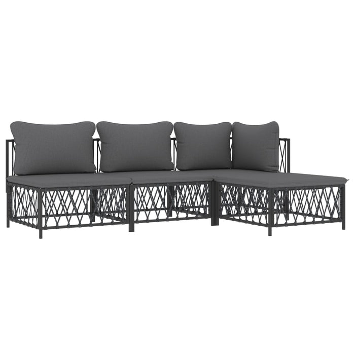 Set mobilier de grădină, cu perne, antracit, 4 piese, oțel WALTI