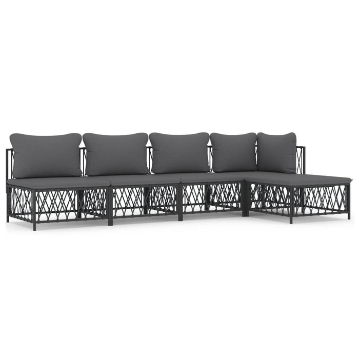 Set mobilier de grădină, 5 piese, cu perne, antracit, oțel WALTI