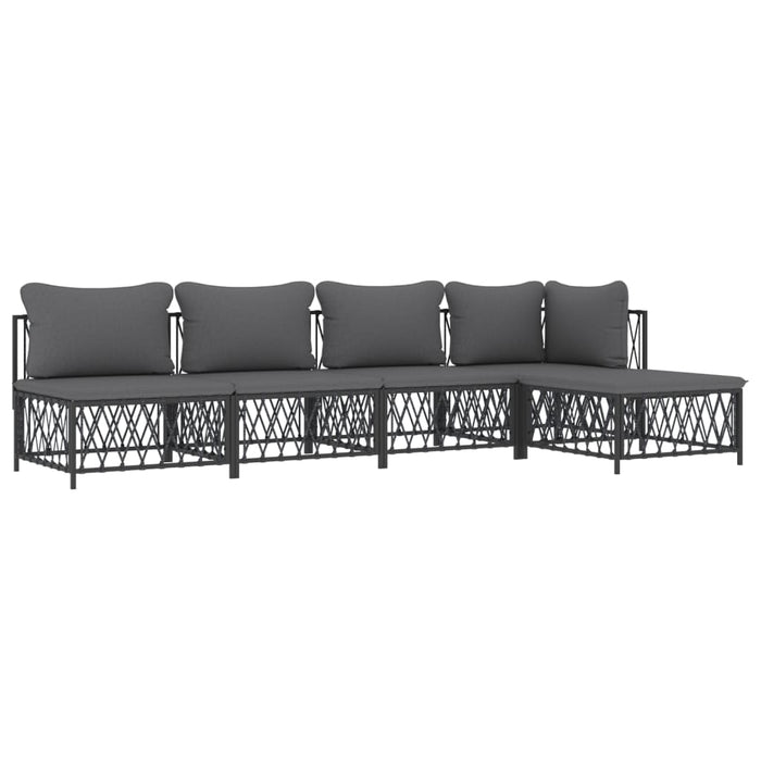 Set mobilier de grădină, 5 piese, cu perne, antracit, oțel WALTI