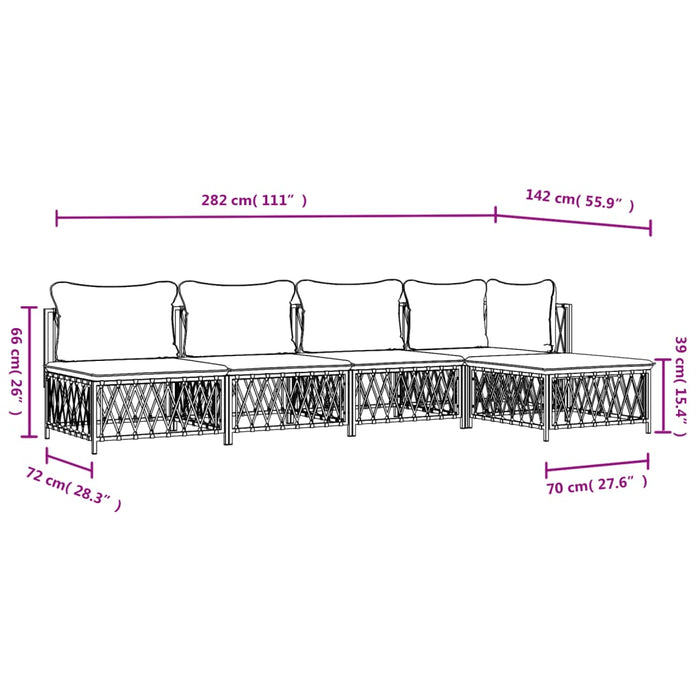 Set mobilier de grădină, 5 piese, cu perne, antracit, oțel WALTI