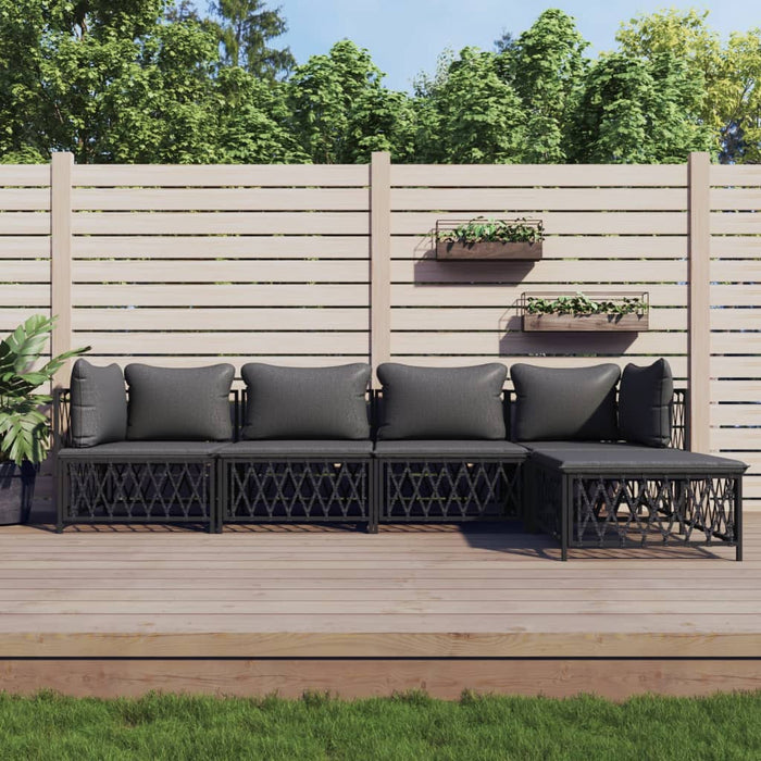 Set mobilier de grădină, 5 piese, cu perne, antracit, oțel WALTI