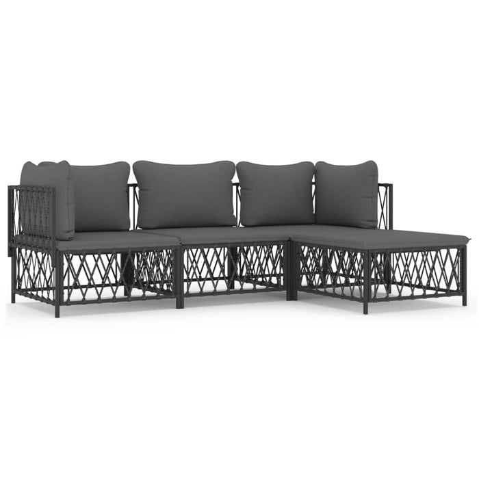 Set mobilier de grădină, cu perne, antracit, 4 piese, oțel WALTI