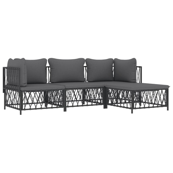 Set mobilier de grădină, cu perne, antracit, 4 piese, oțel WALTI