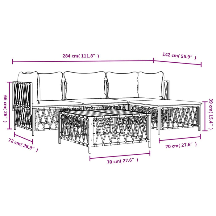 Set mobilier de grădină, cu perne, antracit, 4 piese, oțel WALTI