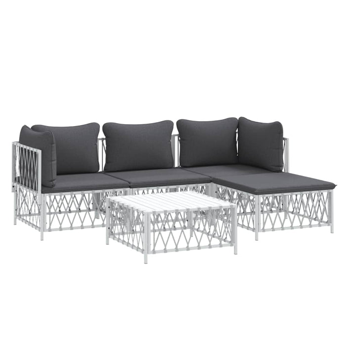 Set mobilier de grădină, 5 piese, cu perne, alb, oțel - WALTI WALTI