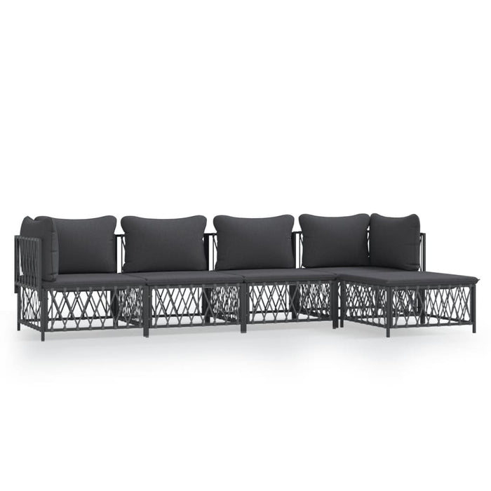 Set mobilier de grădină, 5 piese, cu perne, antracit, oțel WALTI