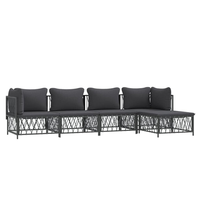Set mobilier de grădină, 5 piese, cu perne, antracit, oțel WALTI