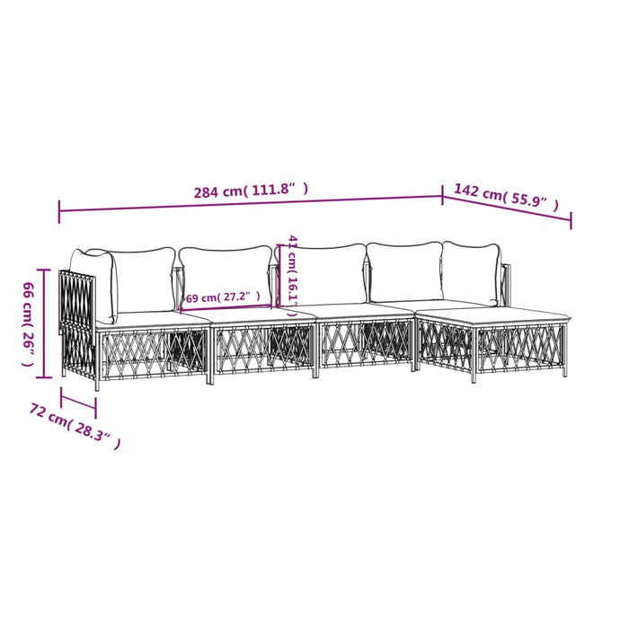 Set mobilier de grădină, 5 piese, cu perne, antracit, oțel WALTI
