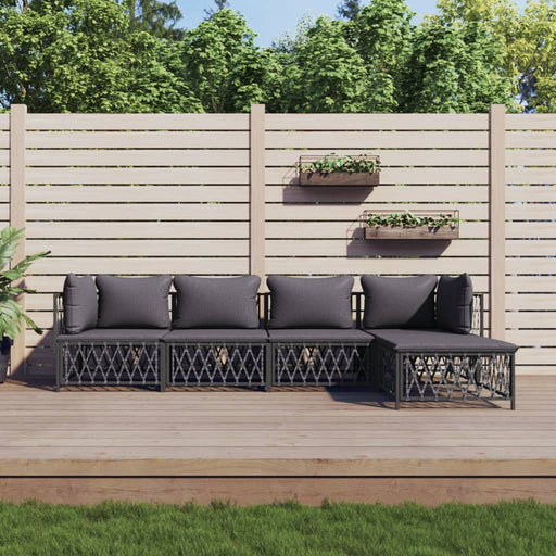 Set mobilier de grădină, 5 piese, cu perne, antracit, oțel - WALTI WALTI