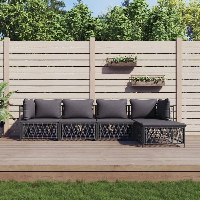 Set mobilier de grădină, 5 piese, cu perne, antracit, oțel WALTI
