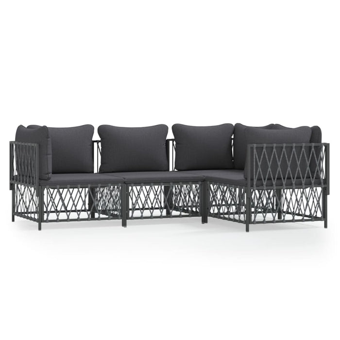 Set mobilier de grădină, cu perne, antracit, 4 piese, oțel WALTI