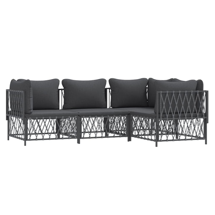 Set mobilier de grădină, cu perne, antracit, 4 piese, oțel WALTI