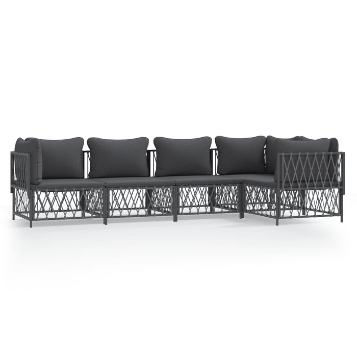 Set mobilier de grădină, 5 piese, cu perne, antracit, oțel WALTI