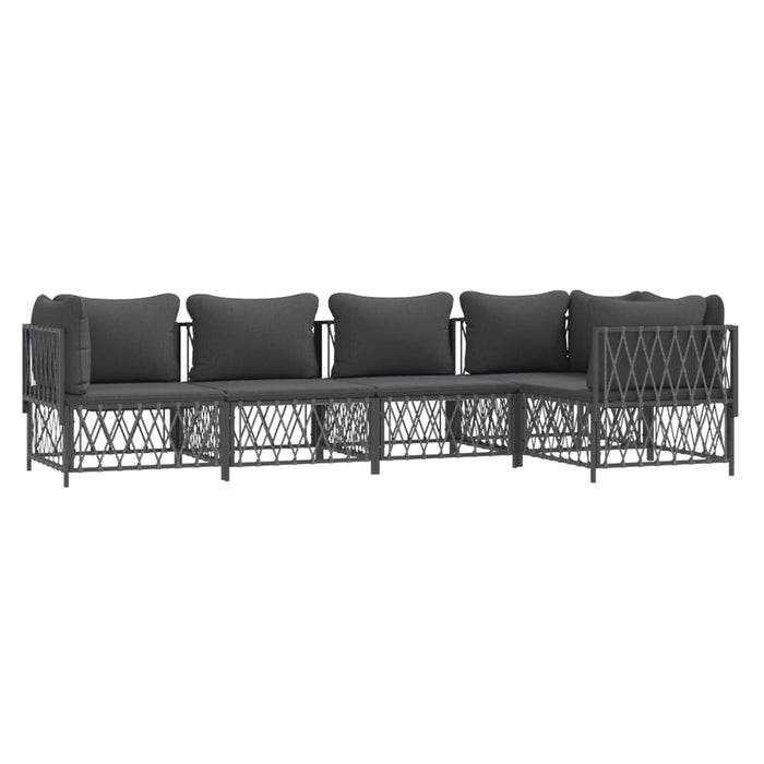 Set mobilier de grădină, 5 piese, cu perne, antracit, oțel WALTI