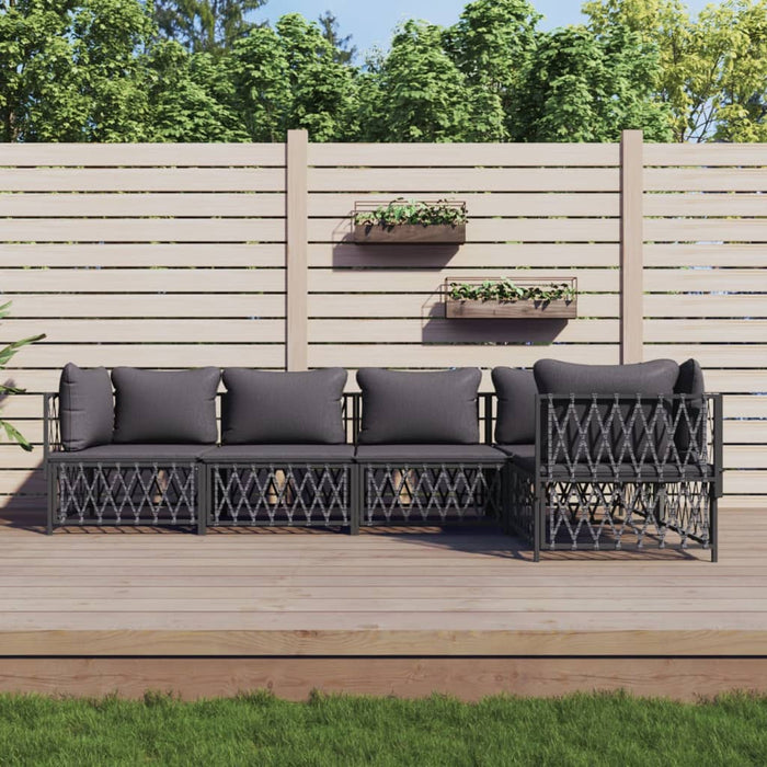 Set mobilier de grădină, 5 piese, cu perne, antracit, oțel WALTI
