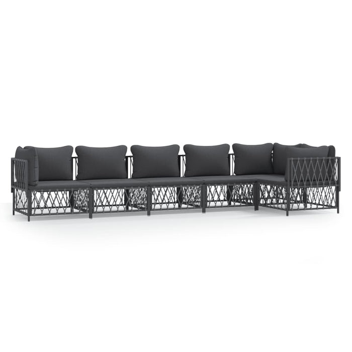 Set mobilier de grădină, 6 piese, cu perne, antracit, oțel WALTI
