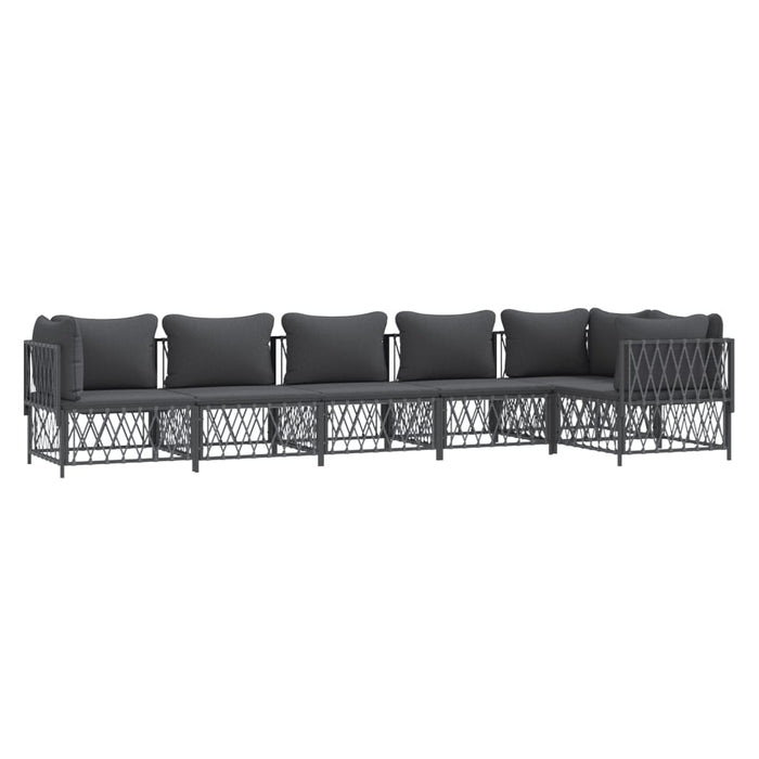 Set mobilier de grădină, 6 piese, cu perne, antracit, oțel WALTI