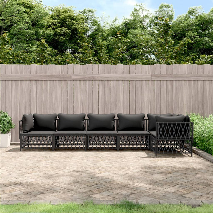 Set mobilier de grădină, 6 piese, cu perne, antracit, oțel WALTI