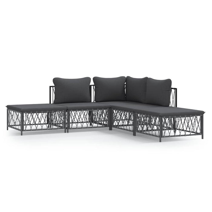 Set mobilier de grădină, 5 piese, cu perne, antracit, oțel WALTI
